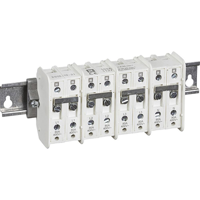 4-leder måleskabs sløjfeklemmerække. maks 4-25 mm²
