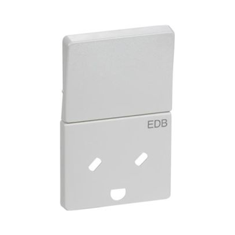 Afdækning EDB stikkontakt med afbryder 2-pol med jord lysegrå