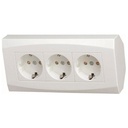 Tripel schuko stikkontakt med jord til hjørnemont.