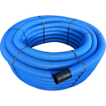 Evodrain 125/107 mm PE-drænrør m/1,2 x 10,11 mm slids, 50 m, blå