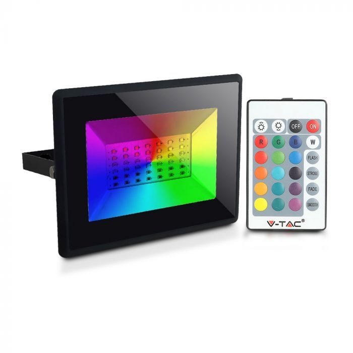 V-Tac 50W LED projektør RGB-Med RF fjernbetjening,udendørs