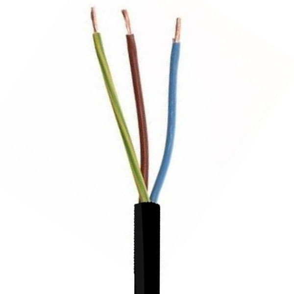 Downlight ledning 3x1,5mm² sort 90°C - pr. meter