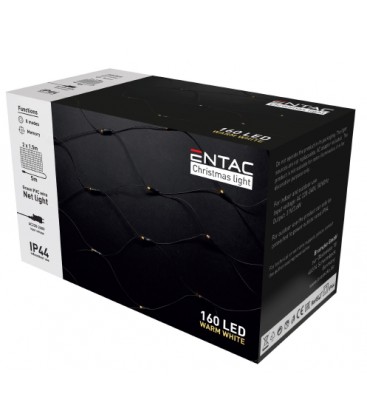 2 x 1,5 meter udendørs LED julelyskædenet - IP44, 230V, 160 LED, varm hvid