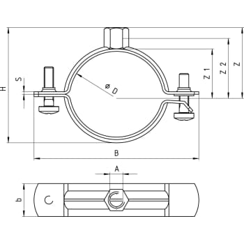 Samontec FRSN 108-114 mm M8/M10 rørbøjle