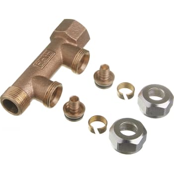 Roth fordelerrør 2 afgreninger x 15mm pex, Euro-red Rødgods