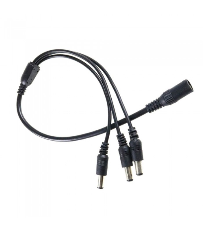 DC kabel 3-vejs splitter - 5V-48V, sort