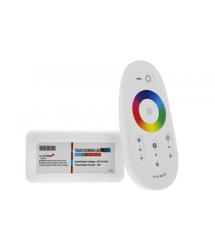 RGB controller med fjernbetjening - 12V / 24V, RF trådløs, 220W