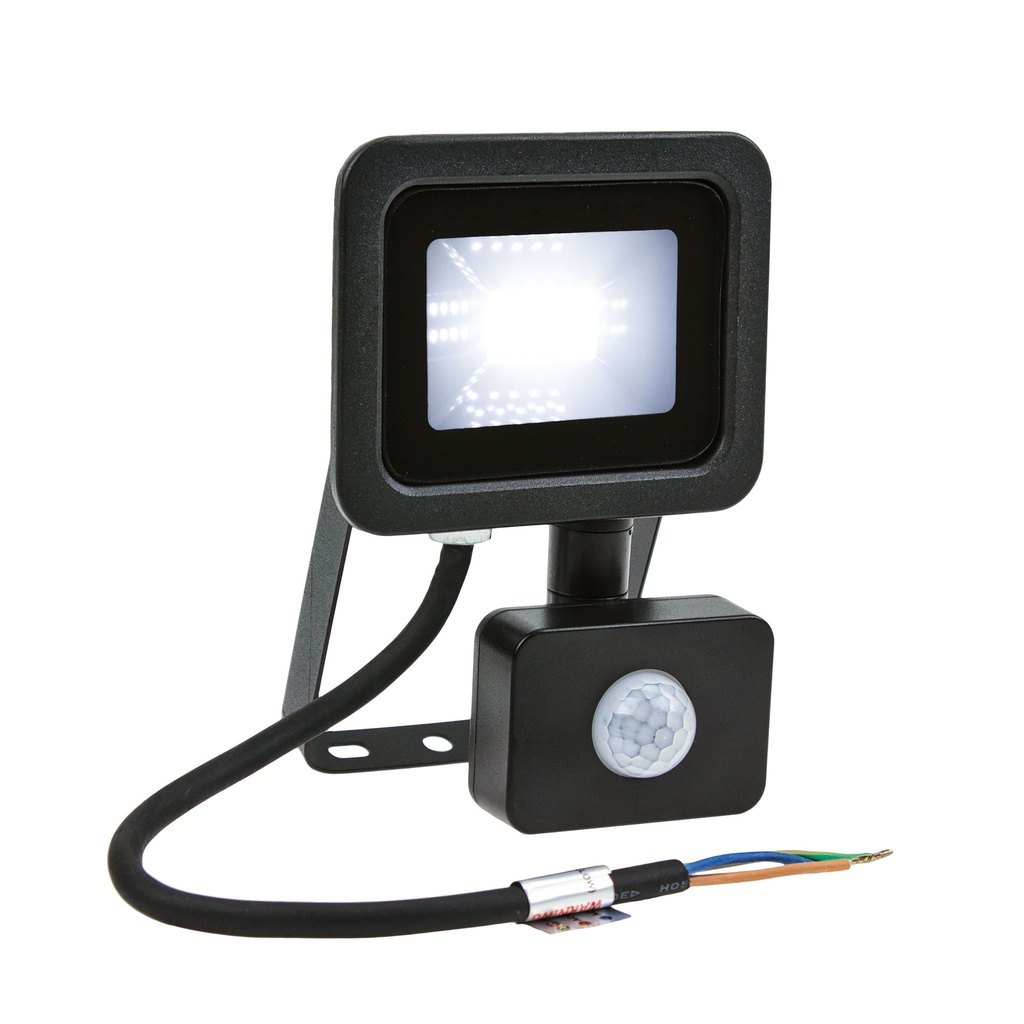 10W LED projektør m. sensor 4000K 820 Lumen