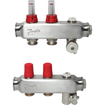 Danfoss SSM manifoldsæt 2+2 m/flowmetre og endestykke