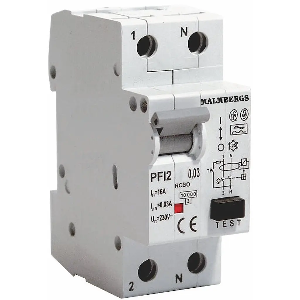 Kombiafbryder 16A 1P+N 30mA 2M (HPFI type A)
