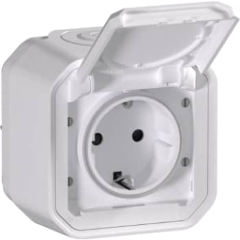 PLEXO55 komplet Schuko stikkontakt auto terminal 16A 2M hvid