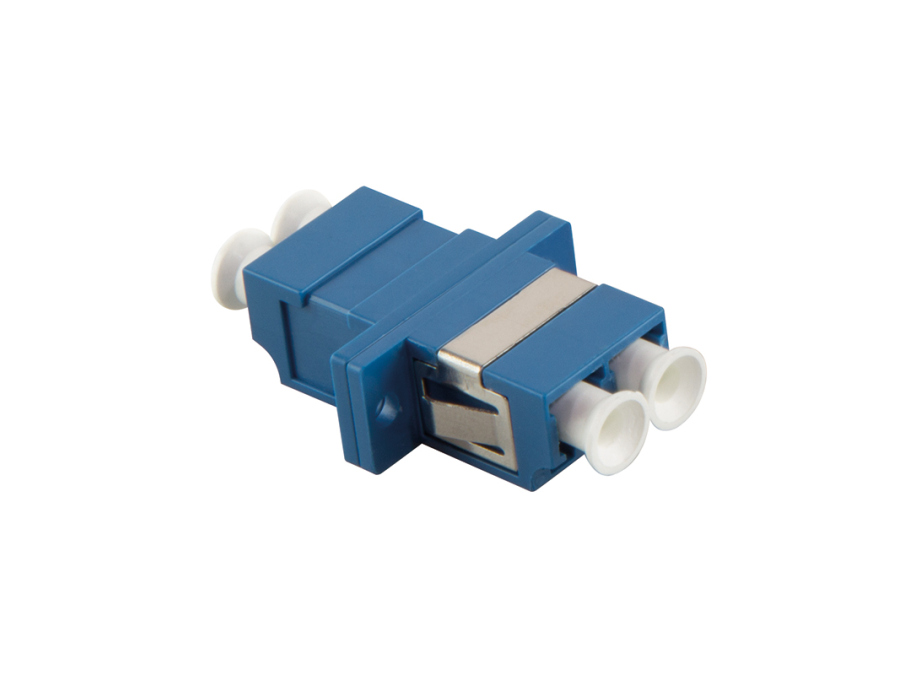 Fiber adapter - LC/LC Duplex Singlemode, Blå m. flange