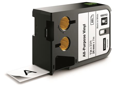 DYMO XTL tape vinyl universal sort på hvid 24mmx7m