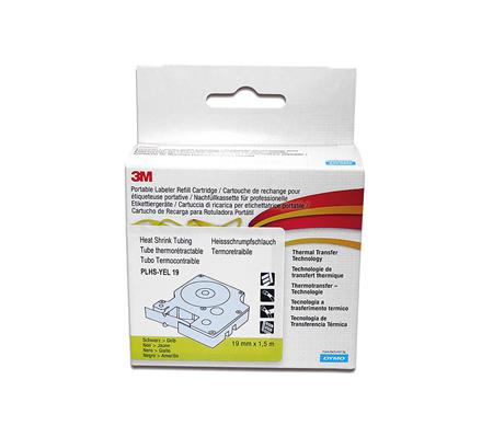 DYMO Rhino Industri tape krympeflex sort på gul 9mmx1,5m