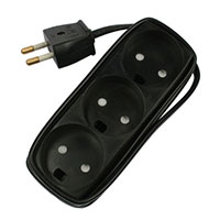 3-Stikdåse U/J med 1,5M ledning sort med blindhul