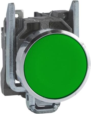 Harmony trykknap komplet med fjeder-retur og plan trykflade i grøn farve 1xNO XB4BA31