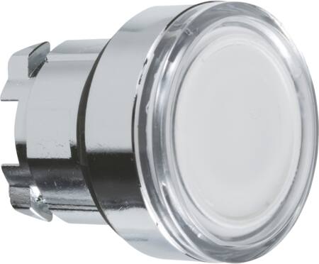 Harmony lampetrykhoved i metal for LED med fjeder-retur og plan trykflade i hvid farve