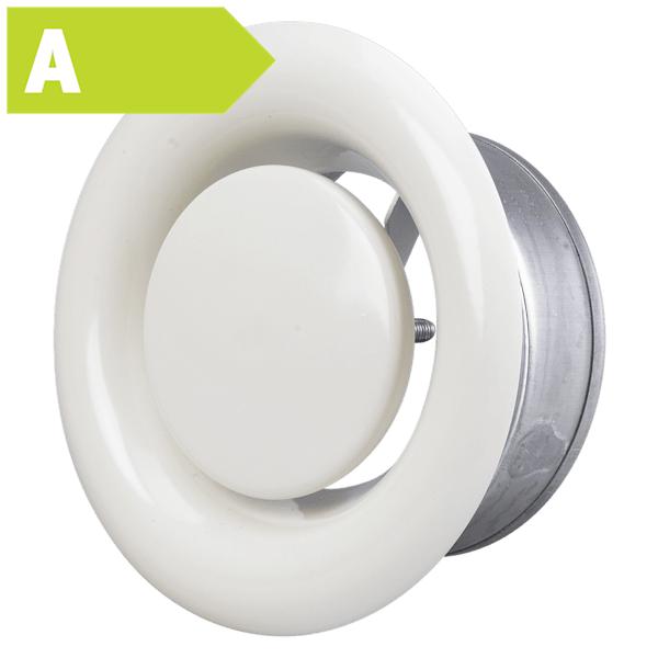 Udsugningsventil DKU Ø100 mm med VG-ramme, hvid
