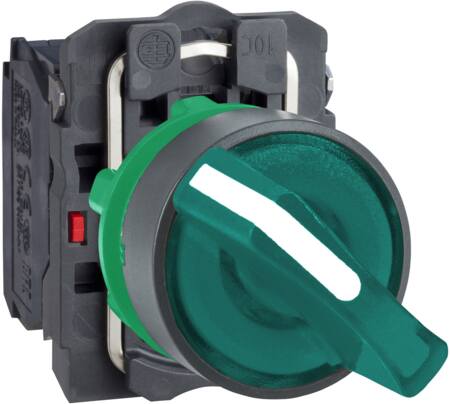 Harmony drejeafbryder komplet med LED og 2 faste positioner i grøn 24VAC/DC 1xNO+1xNC XB5AK123B5