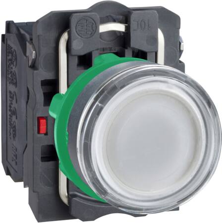 Harmony lampetryk komplet med LED og plan trykflade med fjeder-retur i hvid farve 24VAC/DC forsyning