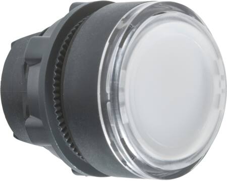 Harmony trykknapshoved i plast for LED med fjeder-retur og isætning af label under den hvide trykfla