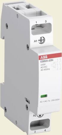 Installationskontaktor 2-polet 2NO AC-1 20A ved 55 grader 250V AC styrespænding 24V AC/DC