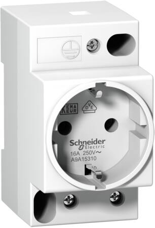 Acti9 modulstikkontakt iPC 16A PN med sidejord (tysk system) til montering på DIN-skinne. Bredde 45