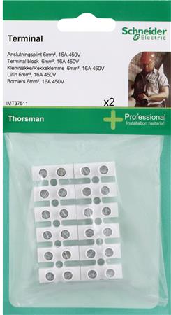 Thorsman klemrække 2x6 pol 4mm neutral