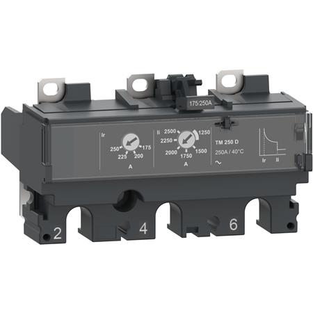 Strømrelæ TM250D for ComPacT NSX 250 maksimalafbrydere bimetal/elektromagnetisk mærkestrøm 250 A 3 p