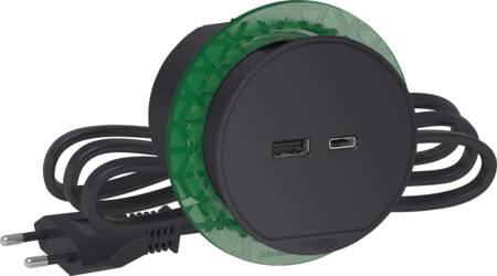 Bord stikk. enkelt m/USB A/C koksgrå