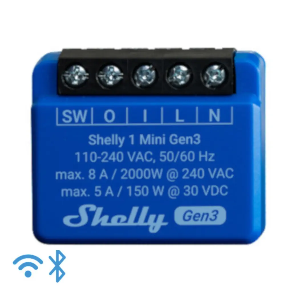 Shelly 1 Mini (GEN 3) - WiFI relæ med potentialfrit kontaktsæt (230VAC)