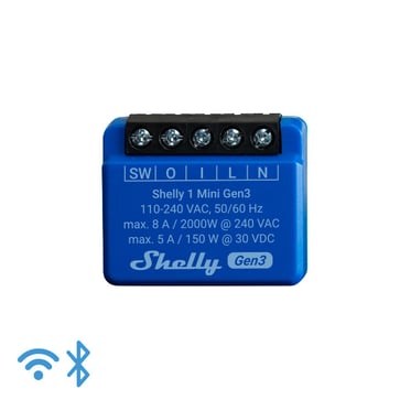 Shelly 1 Mini (GEN 3) - WiFI relæ, potentialfrit