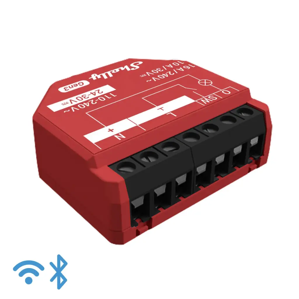 Shelly 1PM Gen3 - WiFI relæ med effektmåling (24VDC/230VAC)