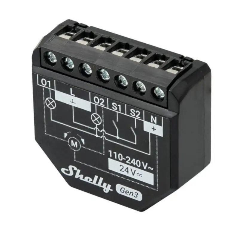 Shelly 2PM Gen3 - WiFi relæ/jalousi 2 kanaler med effektmåling (24VDC/230VAC)