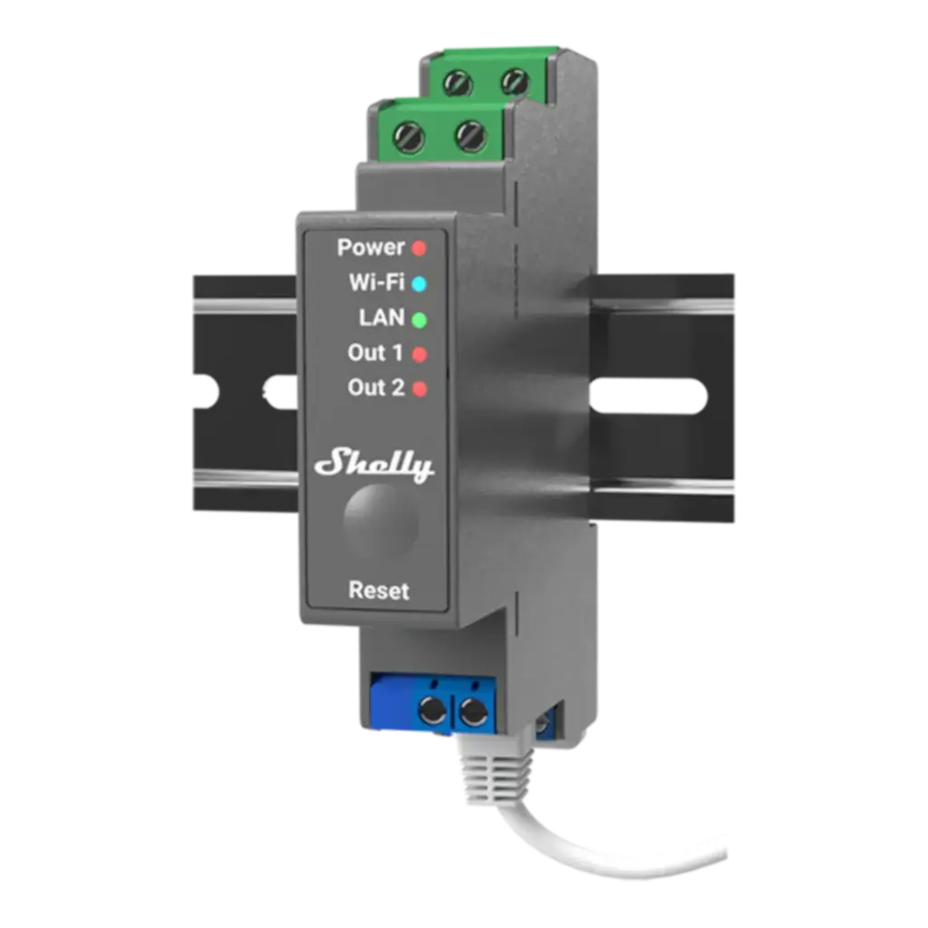 Shelly Pro 2 - WiFI relæ 2 kanaler med potentialfrit kontaktsæt (110-240VAC)