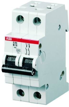 Automatsikring C 2A 2-polet C-karakteristik brydeevne 6kA 230/400V AC 35mm bred S202-C2