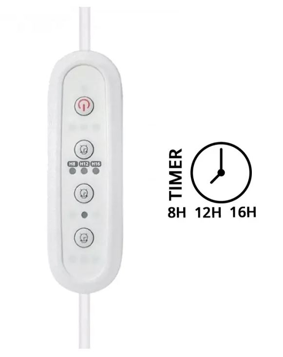 Timer til LEDlife Pro-Grow 2.0 - 1,5 m ledning, maks. 120W, vælg mellem 8, 12 eller 16 timer