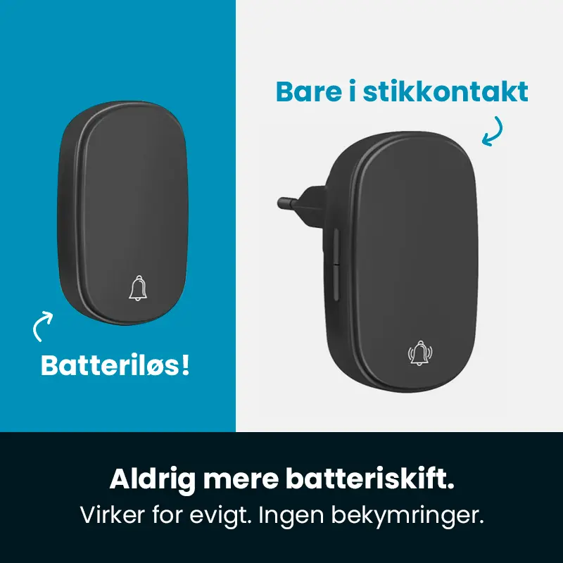 Divo trådløs dørklokke 230V m/tryk sort
