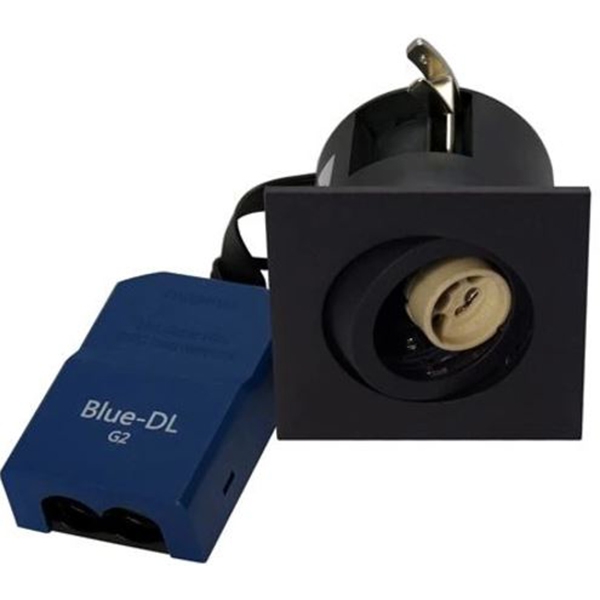 Blue-DL G2 firkantet spot m. GU10 fatning - mat sort