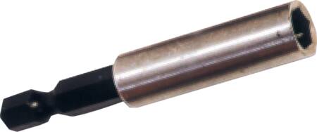 Tecos bitsholder rustfri, med låsering og magnet, 1/4"x 60 mm
