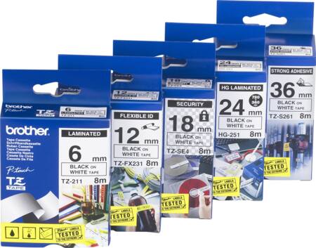 TAPE TZE251 HVID/SORT 24MM