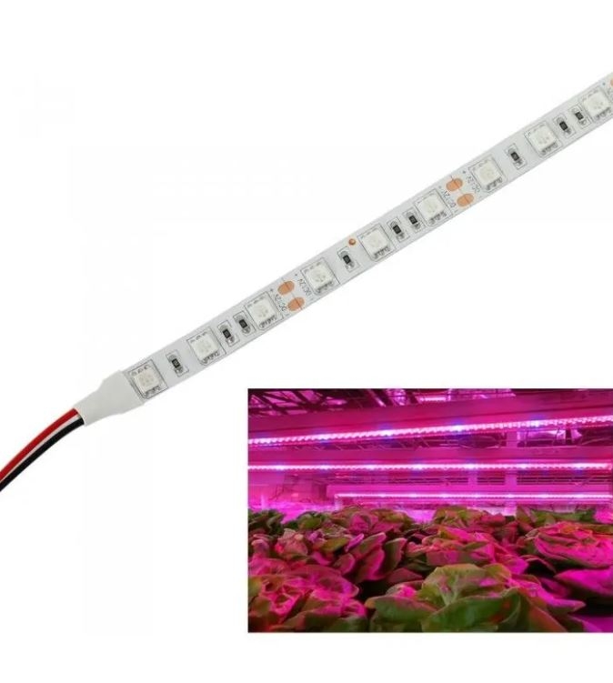 1 meter vandtæt aluprofil til vækst - 24V, 19,5W LED, 3:1 rød/blå fordeling, IP65, med stik