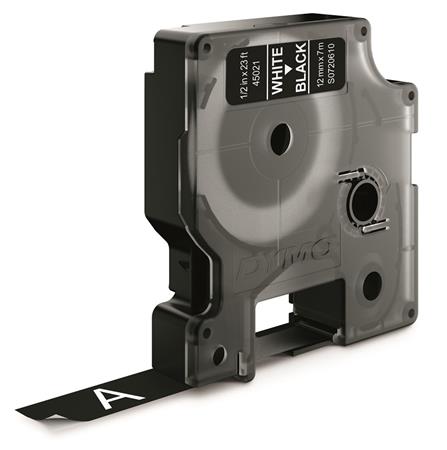 DYMO D1 tape hvid/sort 12mmx7m
