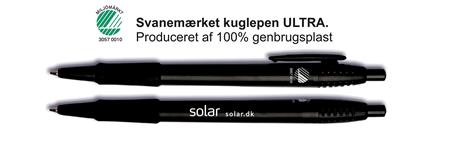 KUGLEPEN ULTRA SORT MED HVID SOLAR TRYK