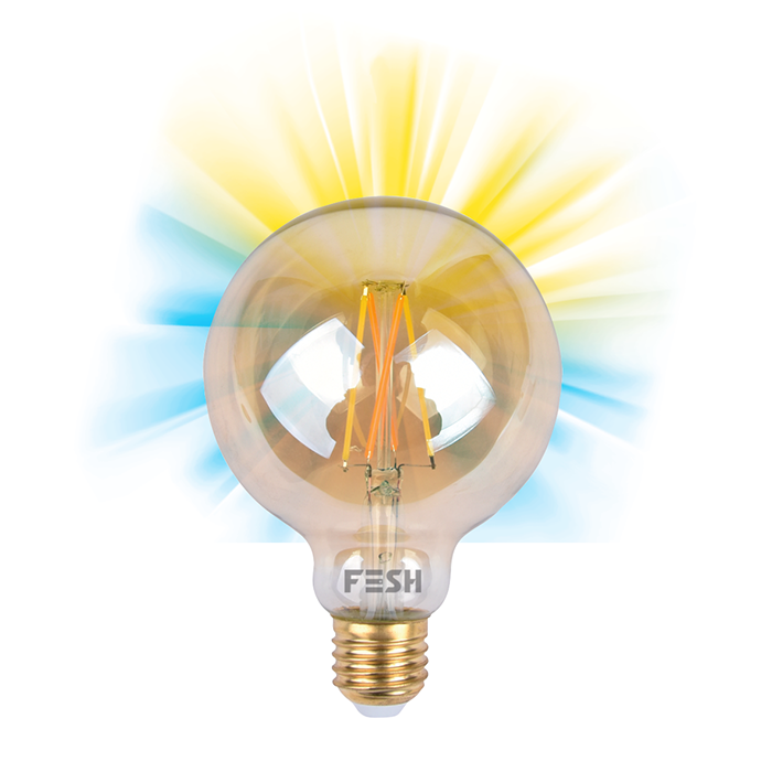 FESH SMART HOME LED Globe Ø95, kold/varm DEKO E27 5,5W, amber