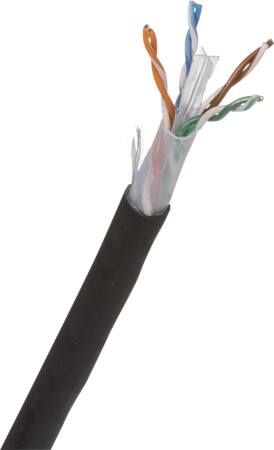 Actassi Cable LAN U/UTP 4P Cat6 AWG24 Udendørs PE-kappe sort 500m