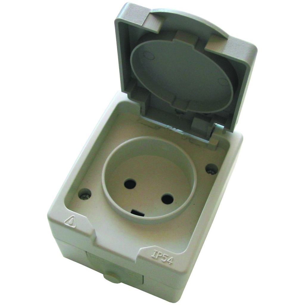 Stikkontakt enkelt IP54 grå