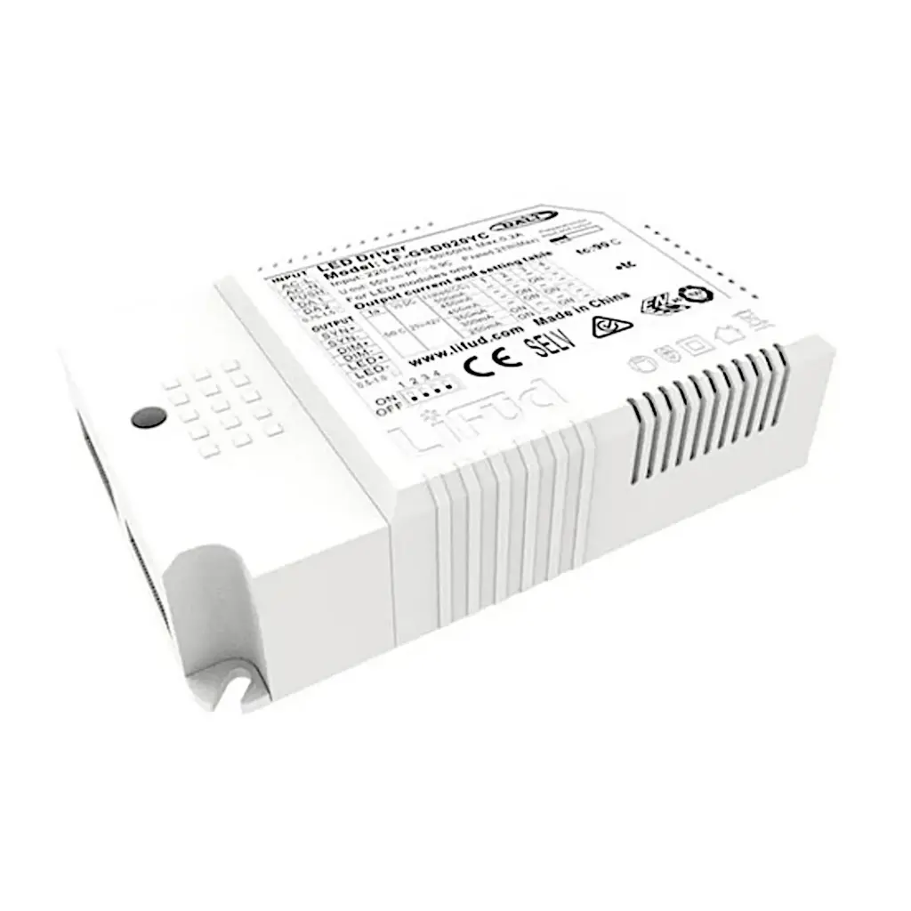 Lifud 45W 5i1 LED driver - Push dæmp, 0-10V og DALI, Sync, flimmer fri, passer til vores 29W, 36W og 45W store LED paneler