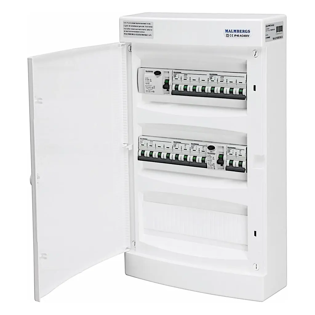 Færdigmonteret gruppetavle – 1x16A 3P+N + 1x10A 3P