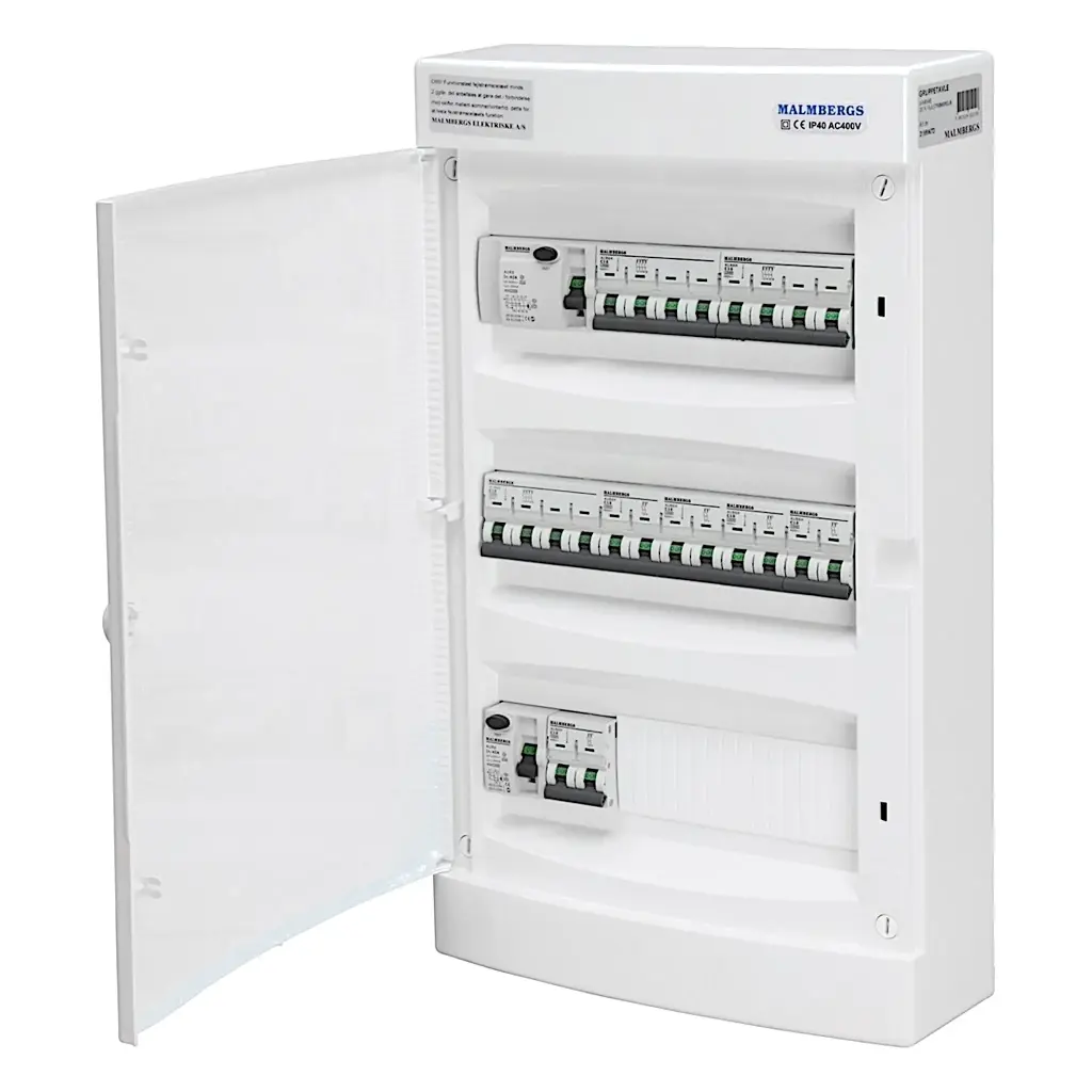 Færdigmonteret gruppetavle – 3 Rækker UG18